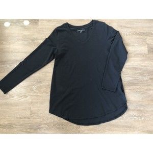 Soft Surroundings Isabel Pima Long Sleeve Tee Womens M Black 2EV86